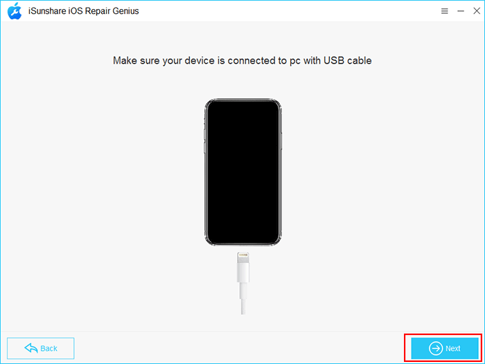 connect iPhone and click Next
