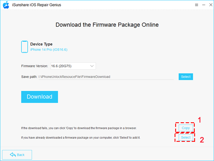 select to download firmware in a browser