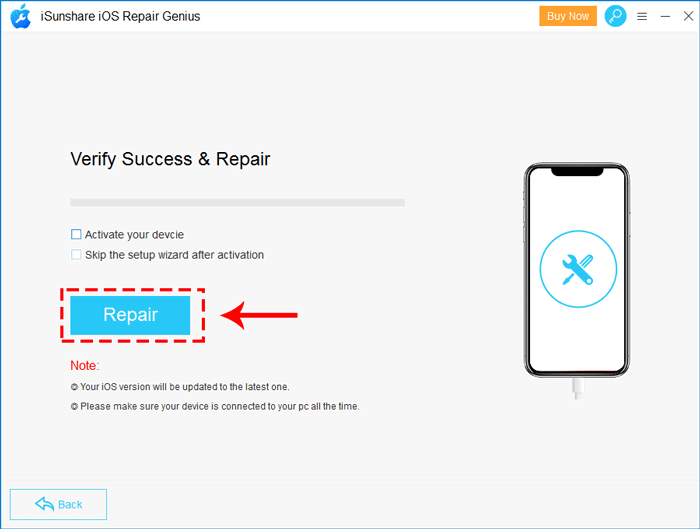 start repairing in advanced mode