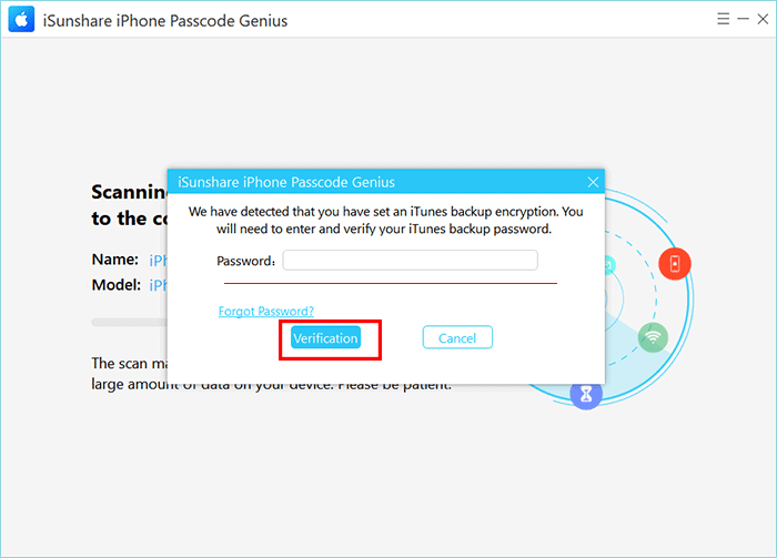 enter iTunes backup password