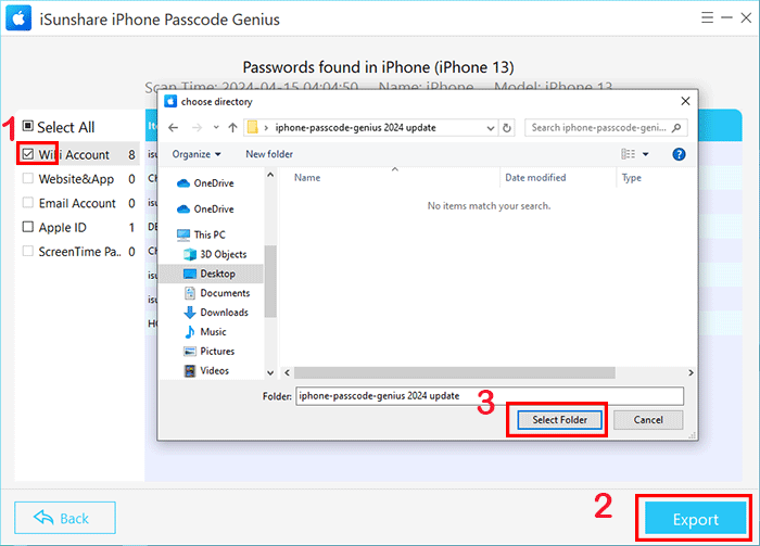 export accounts and passwords