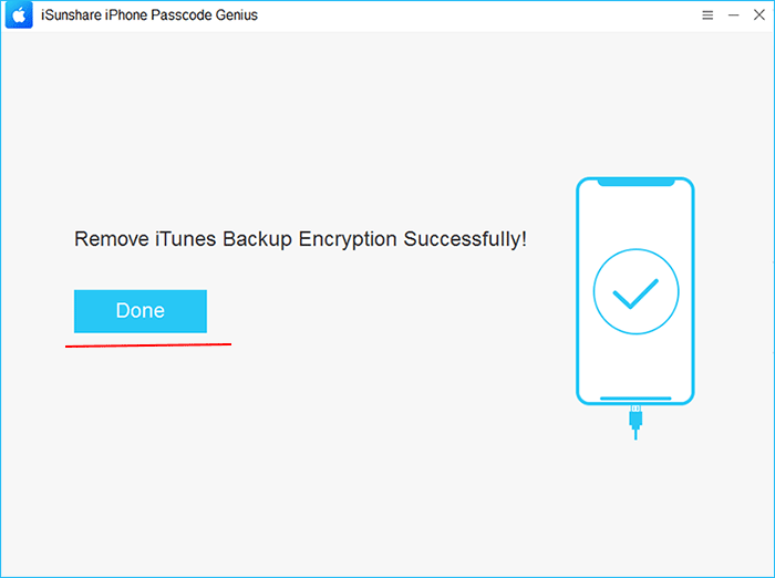 removing iTunes backup encryption successfully