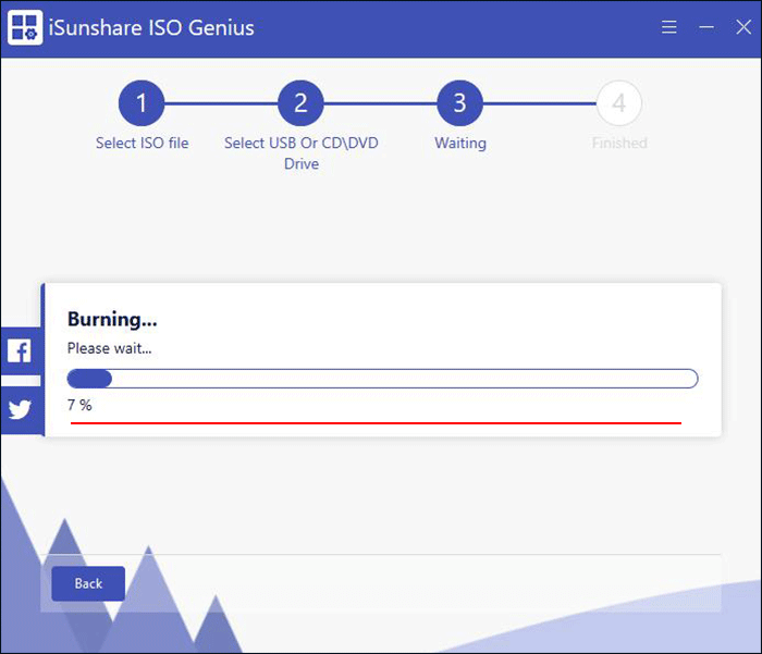 wait for burning ISO image to USB