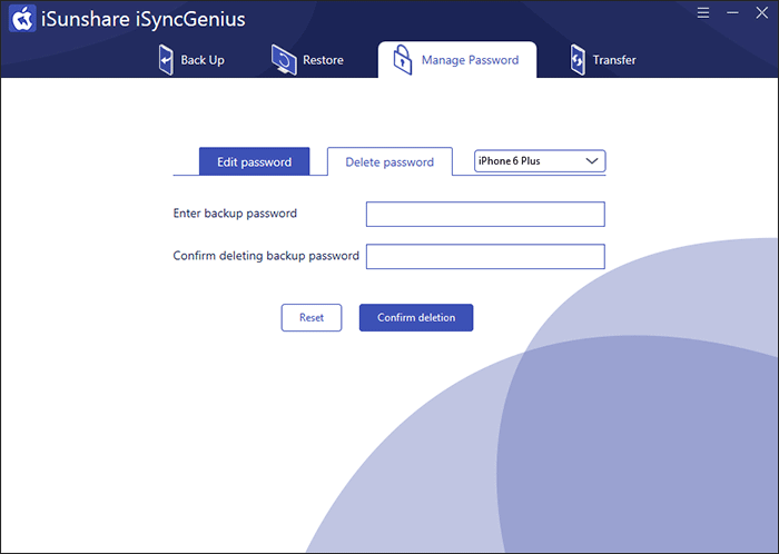 delete iPhone backup password