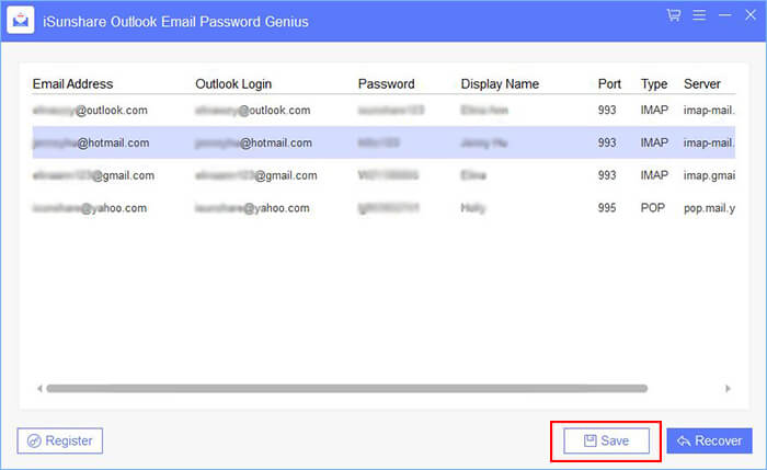  save the recovered outlook email password
