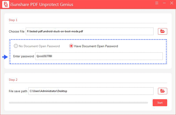 enter PDF open password