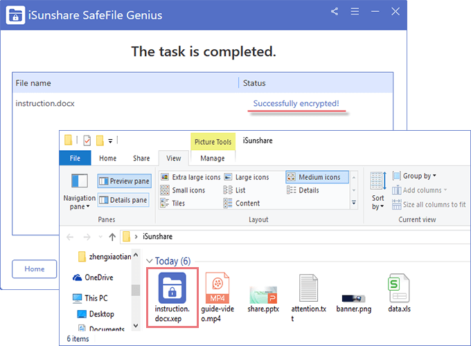 successfully encrypt file