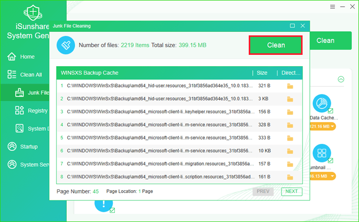 expand particular junk file item details page