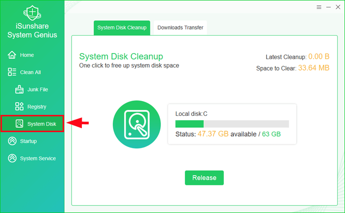 select the system disk option