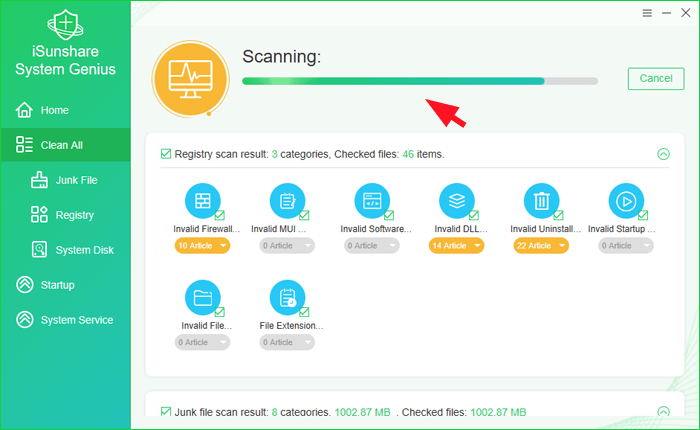start the scanning process for your pc