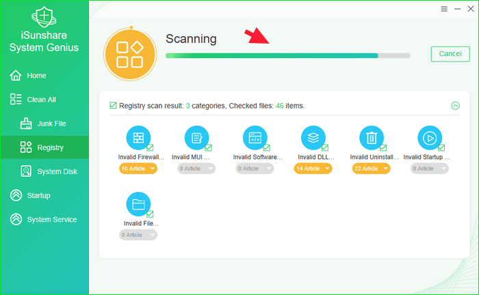 start to scan registries