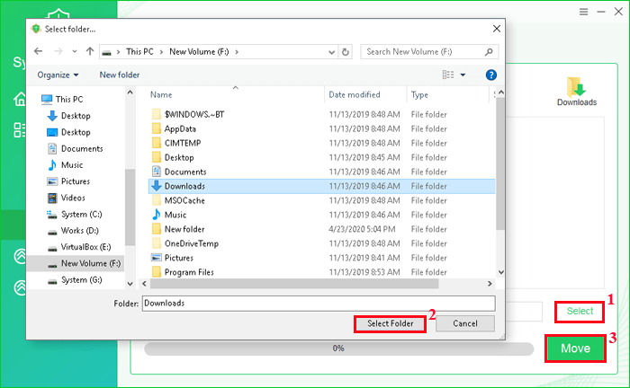 transfer downloads to another location
