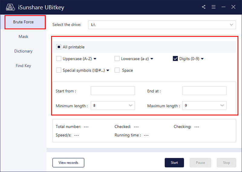 Brute force recovery method