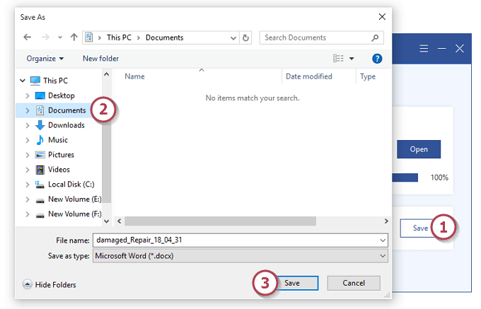 save repaired word file