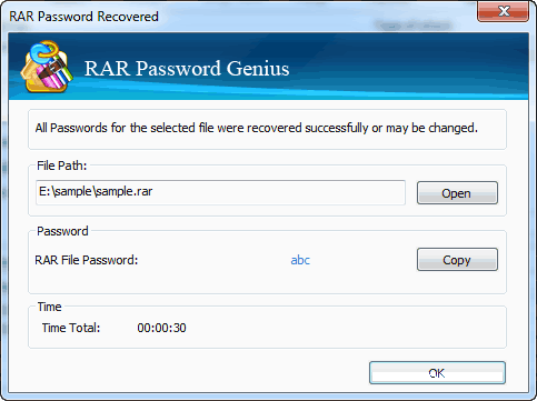 rarパスワードを正常に回復します